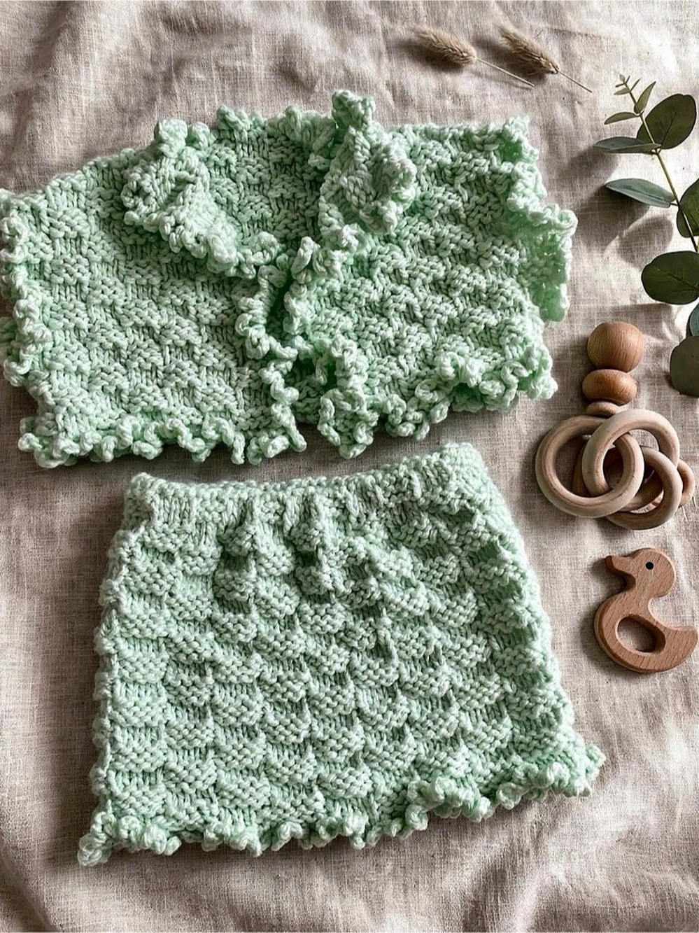 Knit Matching Set in Green